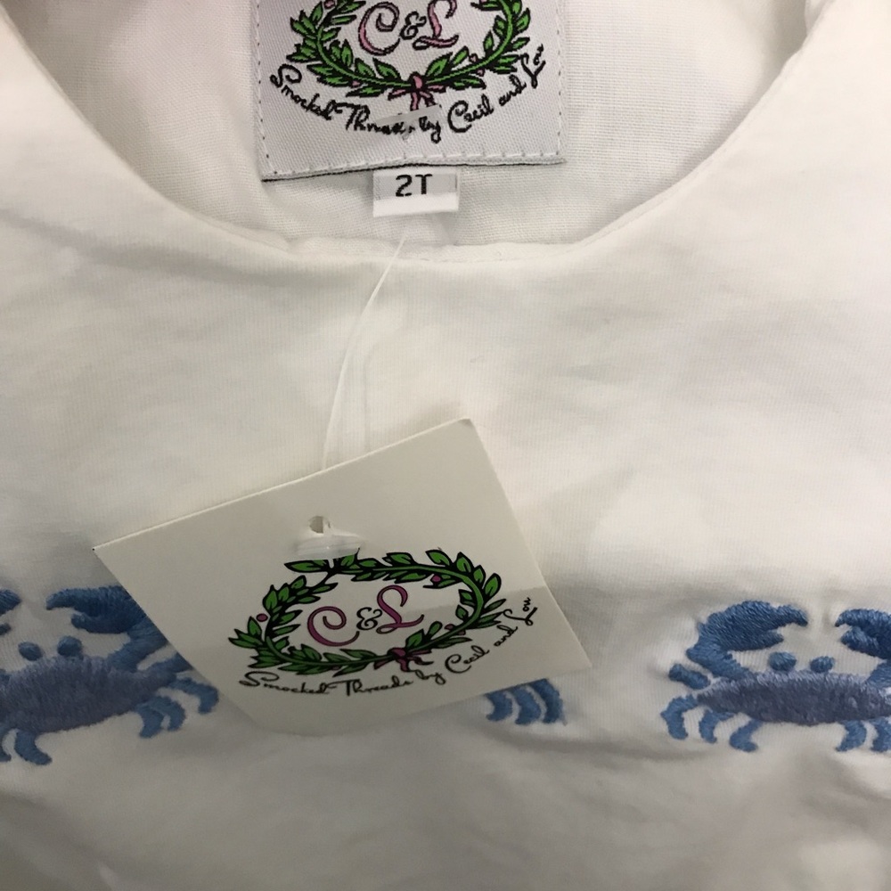 Boys 2t White Bubble with blue crabs